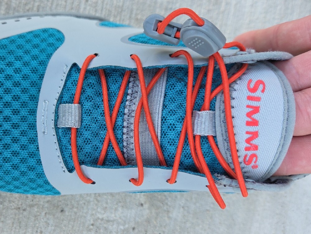 Simms Aqua Blue & White Water Shoes with Coral Accents - Picture 4 of 4